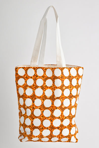 Chintz Rounds White Recycled Cotton Tote Bag Online 