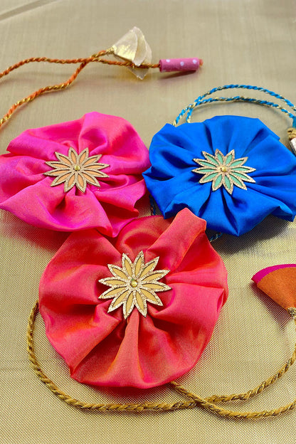 Buy Silk Fabric With Decorative Center Handmade Paper Rakhi Online