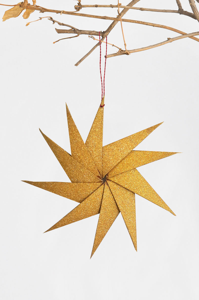 Glitter Star Handmade Paper Christmas Decoration Ornament Set Of 2 Online