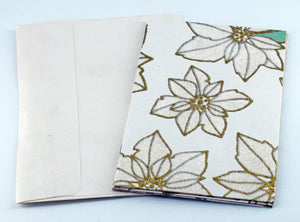 Flock & Glitter Poinsettia Handmade Paper Gift Cards with Envelopes Online