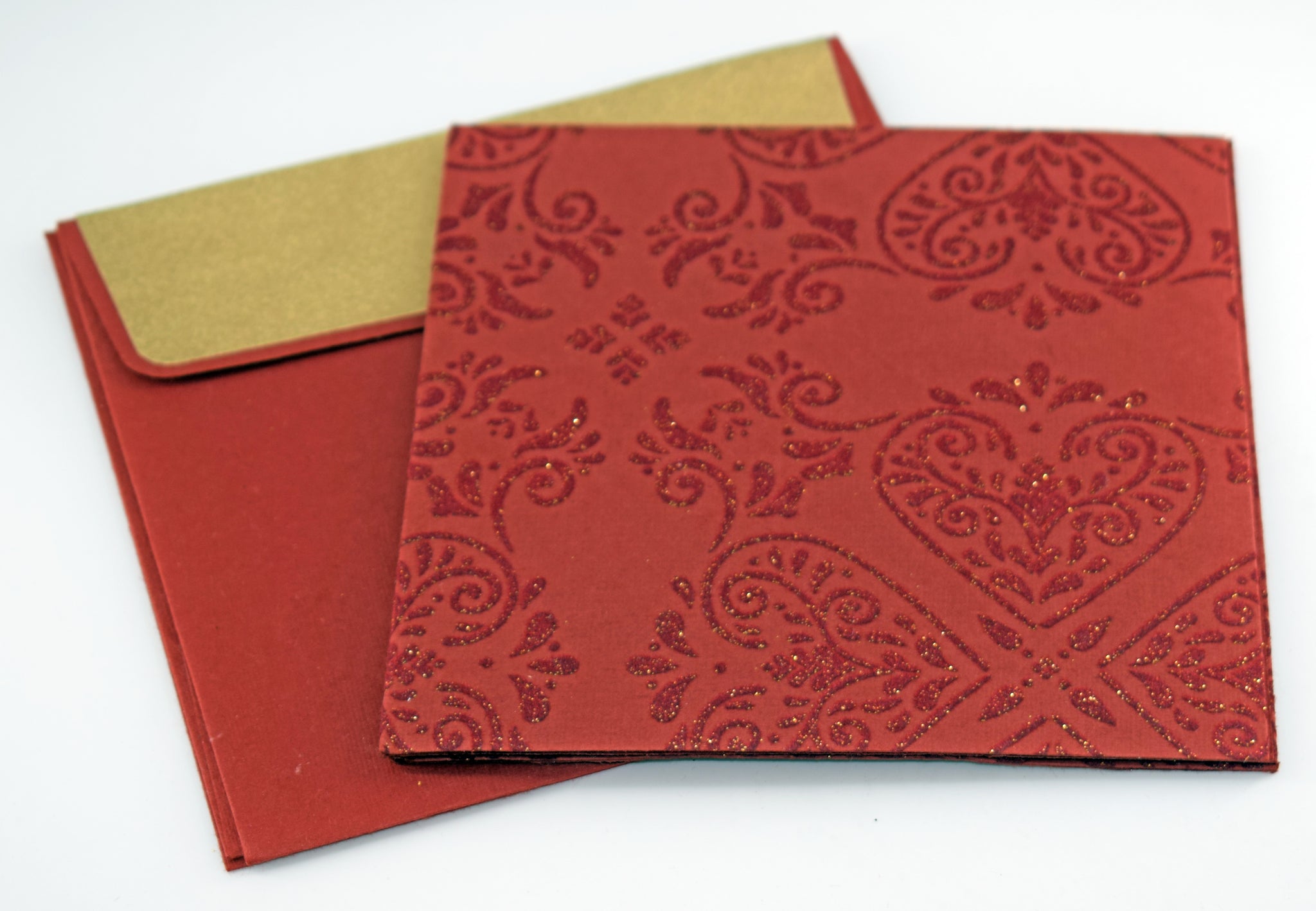 Flock & Glitter Print Handmade Paper Gift Cards with Envelopes Online