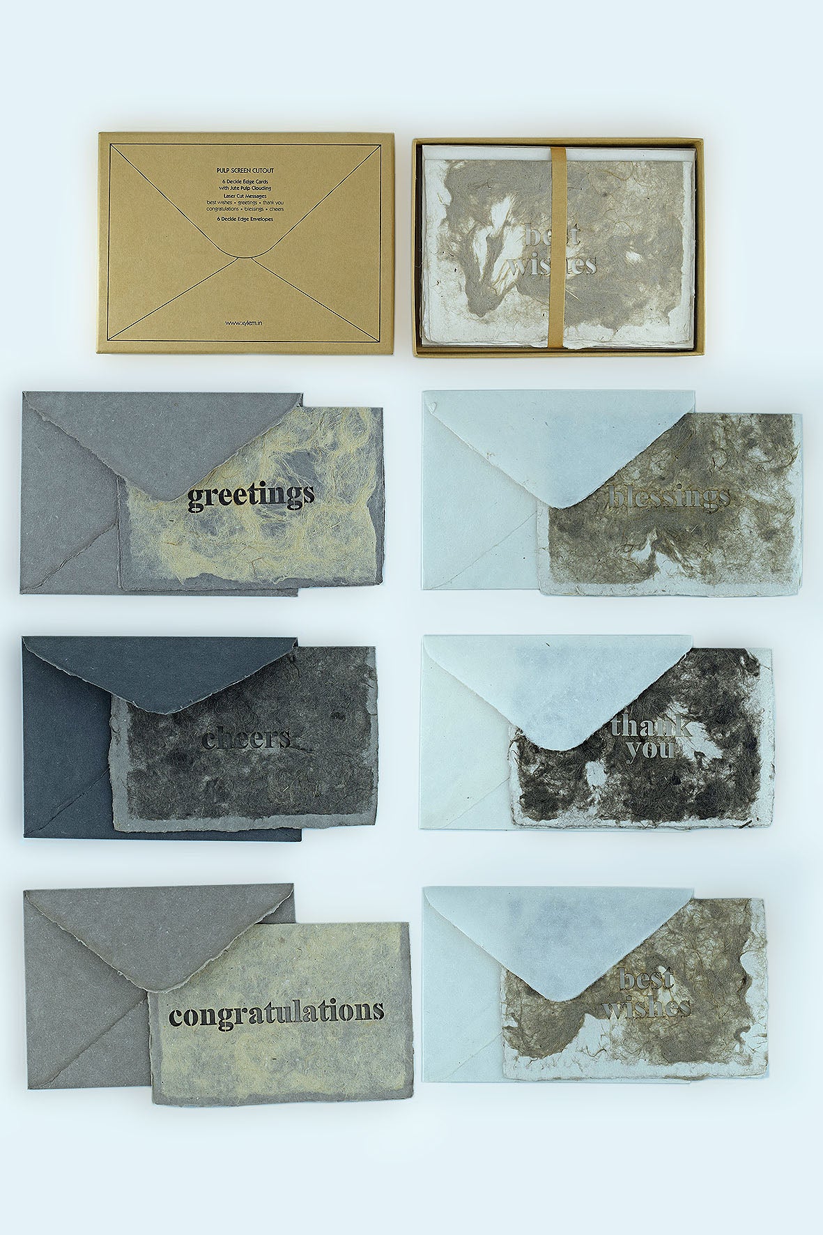 Pulp Clouded Deckle Edged Cutout Assorted Greetings Boxed Cards