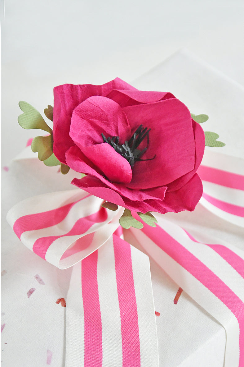 Handmade Blue Paper WildFlower Gift Topper With Ribbon Online