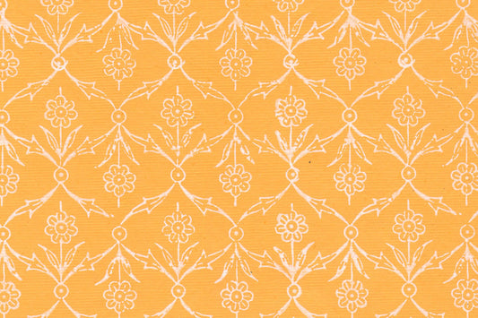 Flower Buti Jaal White on Deep Yellow Handmade Paper | Rickshaw Recycle