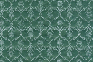 White on Green Flower Buti Jaal Printed Handmade Paper Online