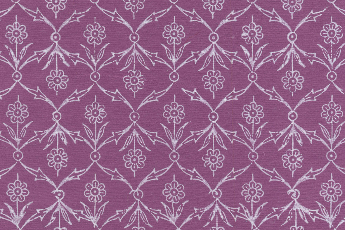 White on Magenta Flower Buti Jaal Printed Handmade Paper Online