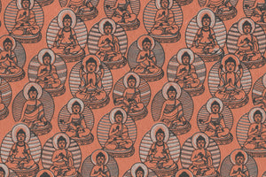 Buddhas Gray & Black on Red Handmade Paper | Rickshaw Recycle