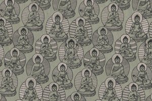 Light Pink & Black On Gray Buddhas Printed Handmade Paper Online