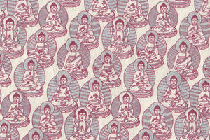 Silver & Magenta On White Buddhas Printed Handmade Paper Online