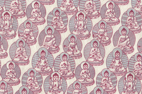 Buddhas: SIlver & Magenta on White Handmade Paper ~60gsm Set of 5 50X70cm each