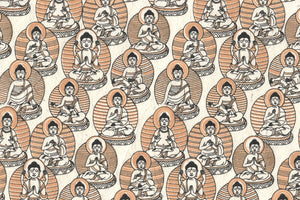 Buddhas Ochre & Black on White Handmade Paper | Rickshaw Recycle