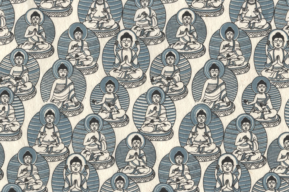 Buddhas Slate & Black on White Handmade Paper | Rickshaw Recycle