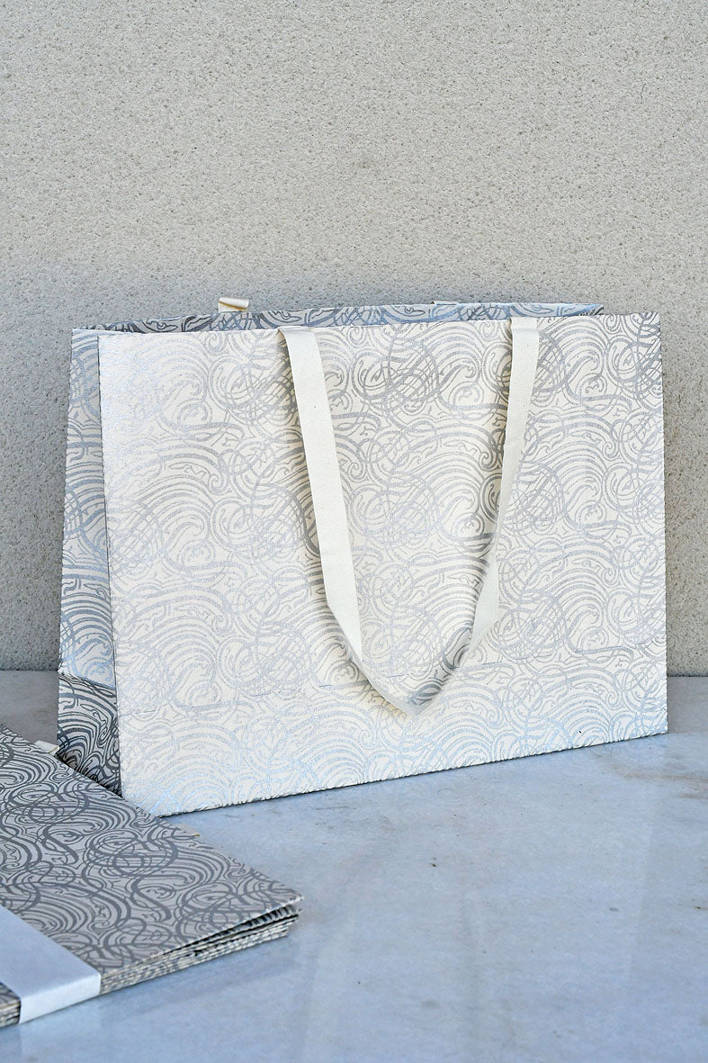 Calligraphy Print White Gift Bags Large