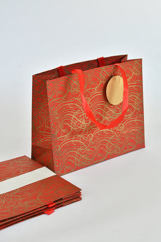  Gold Calligraphy Red Medium Handmade Paper Gift Bag Online