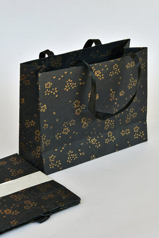  Gold Blossom Black Medium Handmade Paper Gift Bag Online