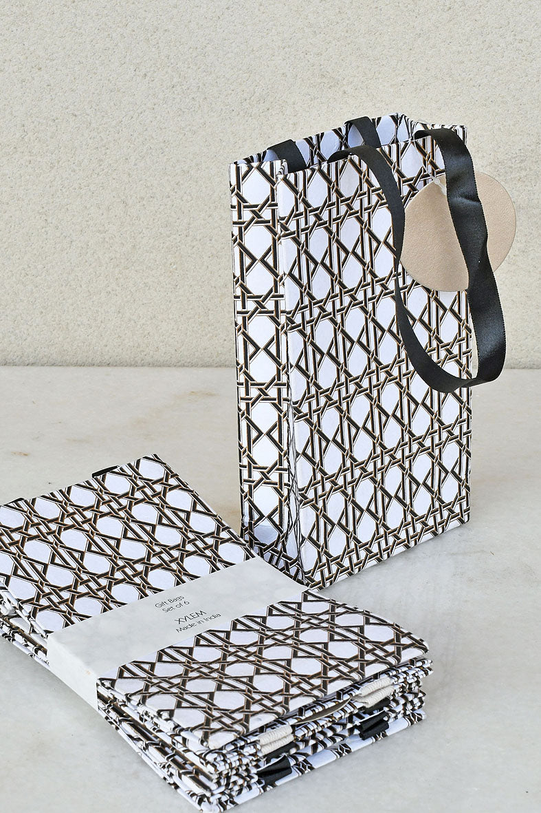 Artdeco Print White Handmade Paper Small Gift Bags Online 