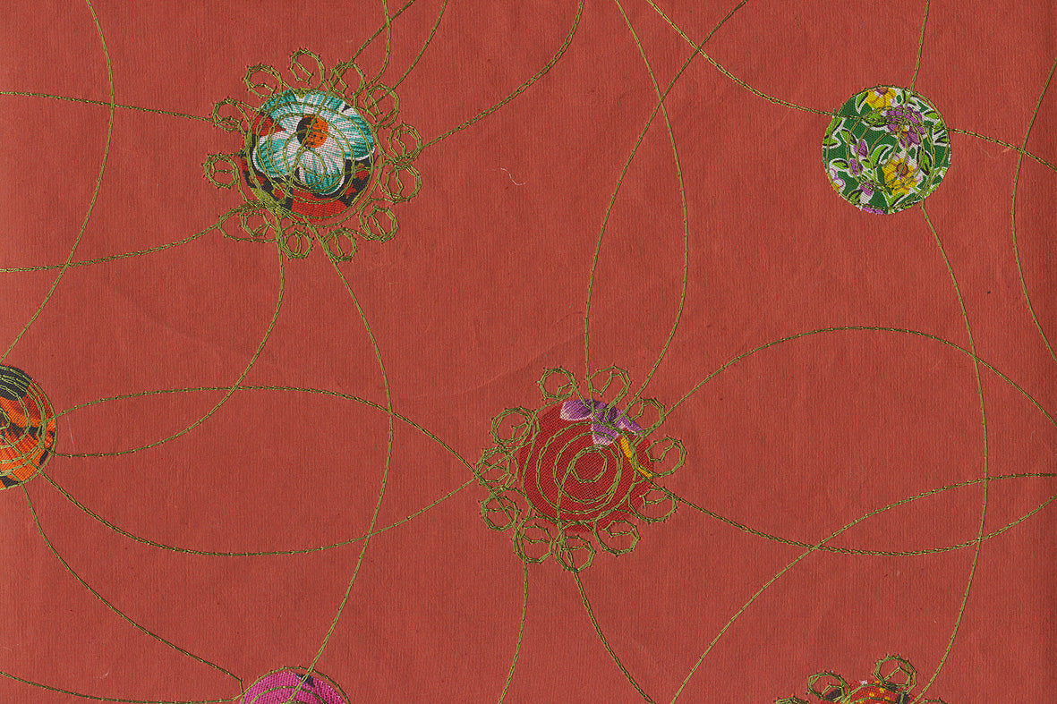Chintz Rounds Stich: Maroon Handmade Paper | Rickshaw Recycle