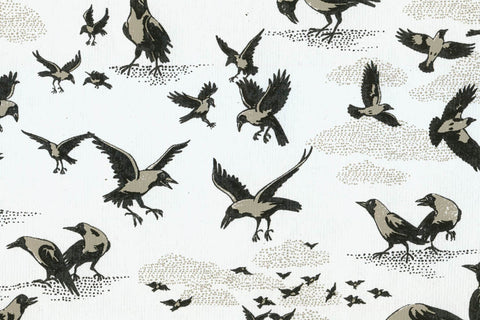 Crows Gray & Black on White Handmade Paper | Rickshaw Recycle