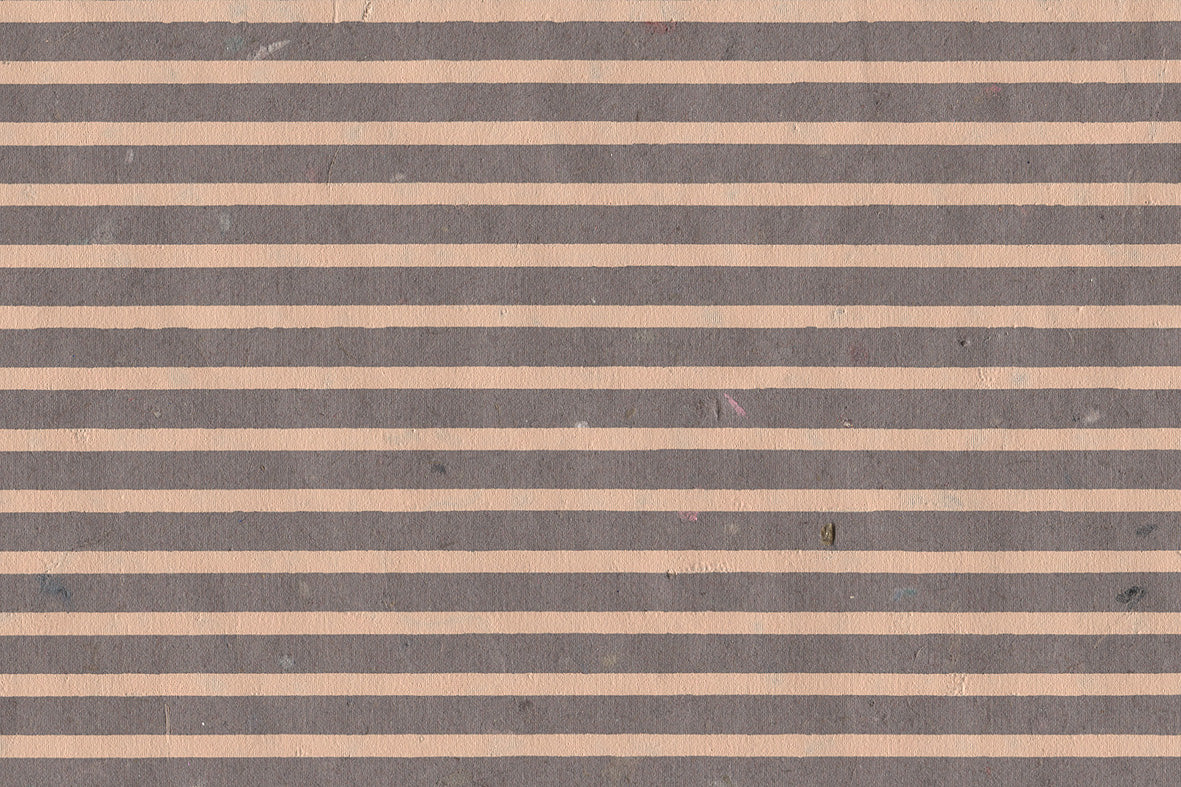 Stripes: Peach on Brown Handmade Paper | Rickshaw Recycle