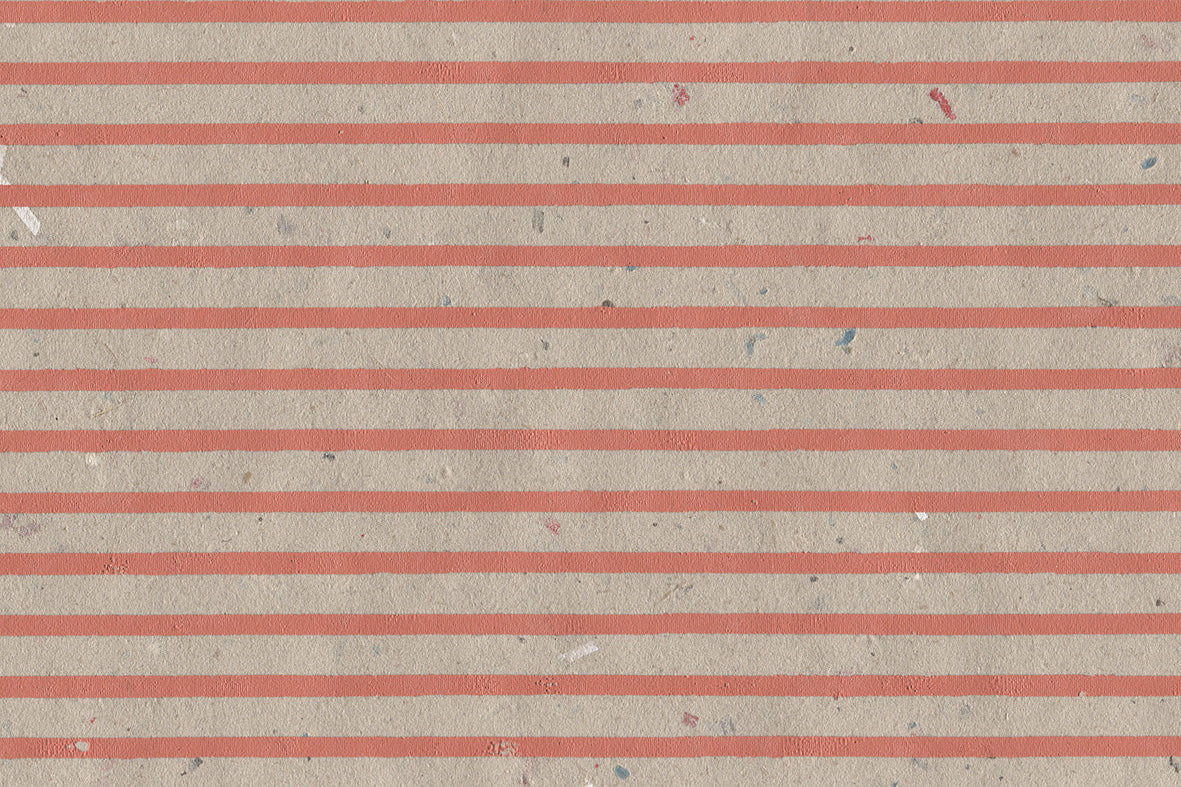 Stripes: Red on Gray Beige Handmade Paper | Rickshaw Recycle