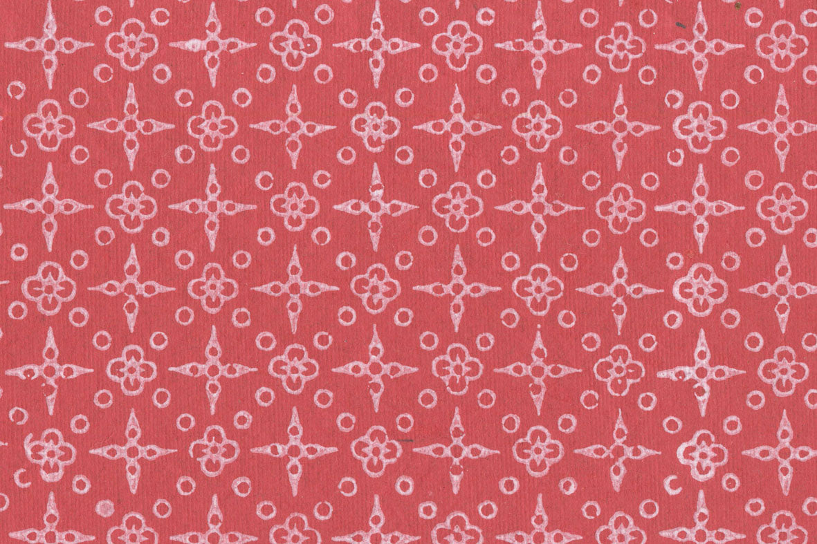 White on Red Bandhni Geometric Printed Handmade Paper Online