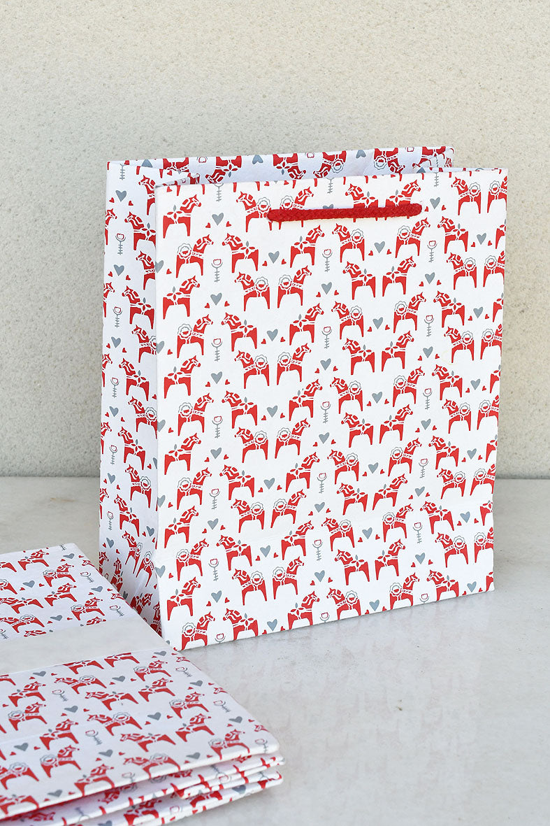 Dala Print White Handmade Paper Medium Gift Bags Online 
