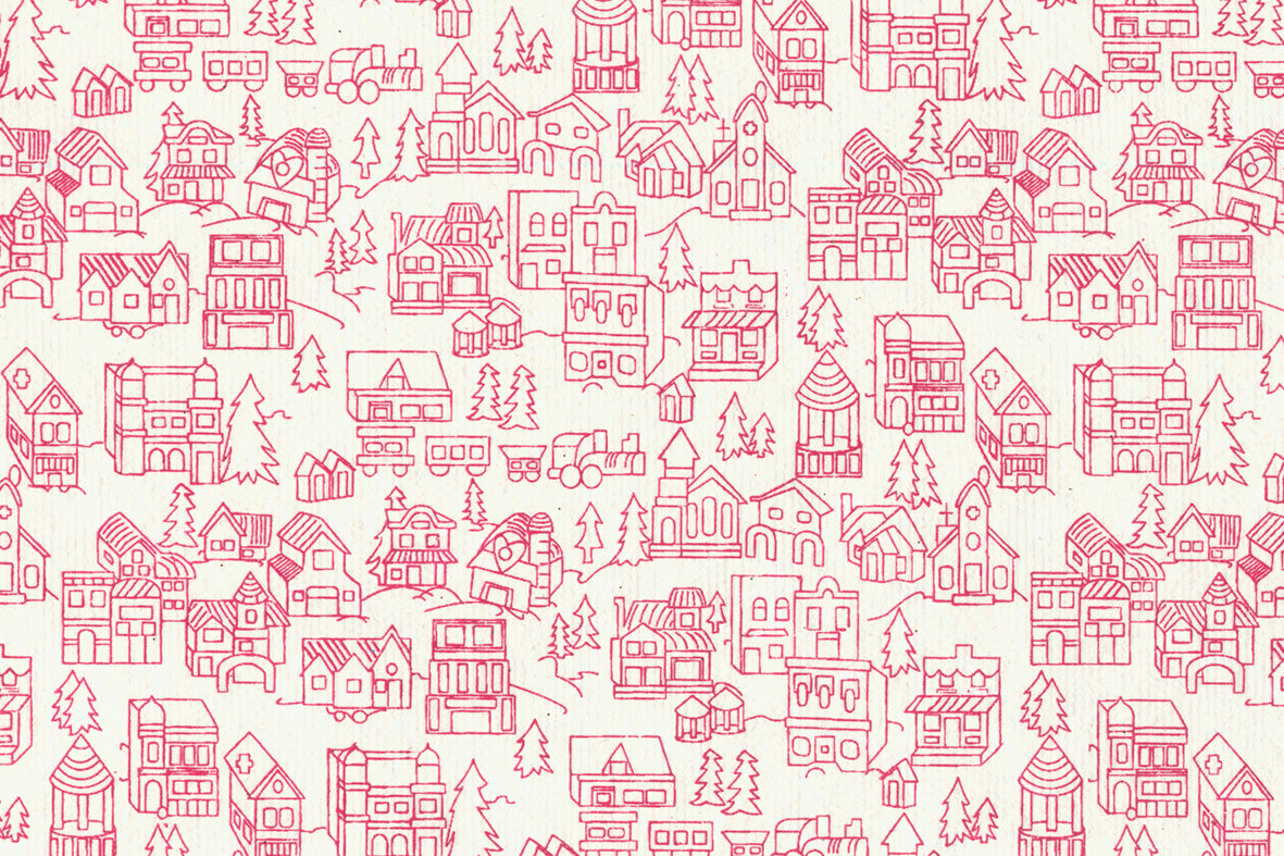 Red on White Dutch Houses Printed Handmade Paper Online