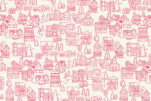 Red on White Dutch Houses Printed Handmade Paper Online