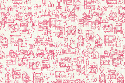 Red on White Dutch Houses Printed Handmade Paper Online