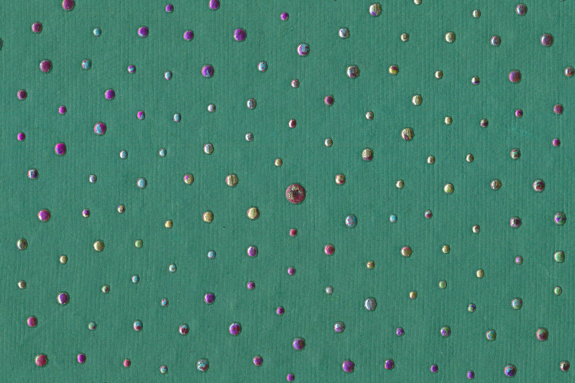 Multicolour Dew Drop on Bottle Green Dot Grid Printed Handmade Paper Online
