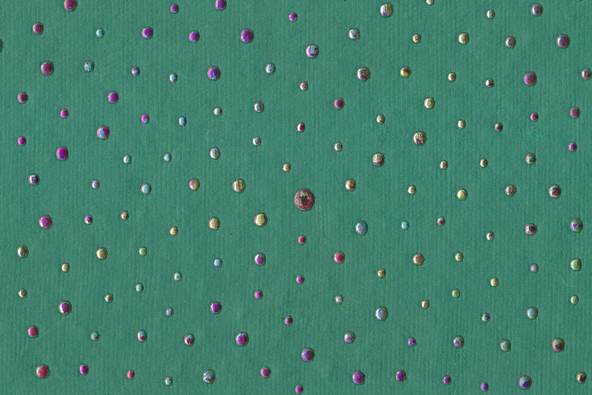Dot Grid: Multi Dew Drop on Green Handmade | Rickshaw Recycle