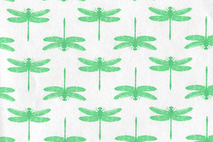 Fluorescent Green On White Dragonfly Grid Printed Handmade Paper Online