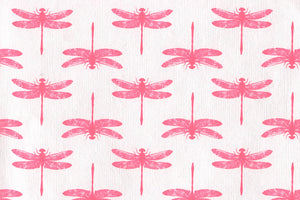 Magenta On White Dragonfly Grid Printed Handmade Paper Online
