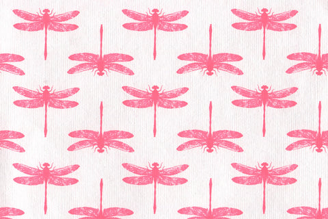 Dragonfly Grid Magenta on White Handmade Paper | Rickshaw Recycle