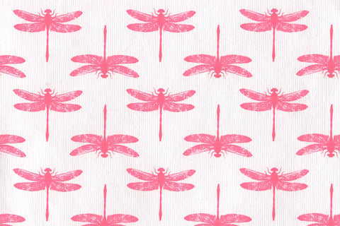 Magenta On White Dragonfly Grid Printed Handmade Paper Online