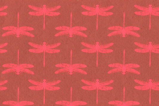 Fluorescent Magenta On Red Dragonfly Grid Printed Handmade Paper Online