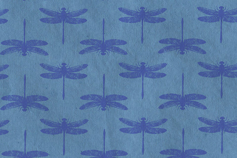 Dragonfly Grid: Indigo on Blue Handmade Paper | Rickshaw Recycle