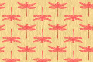 Red On Yellow Dragonfly Grid Printed Handmade Paper Online