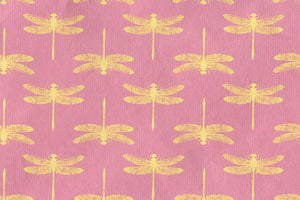 Yellow On Pink Dragonfly Grid Printed Handmade Paper Online