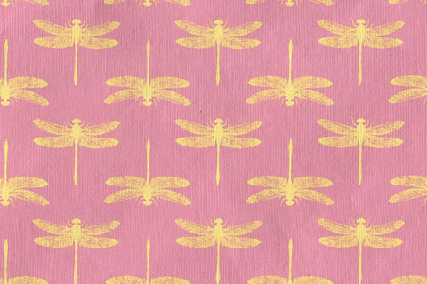 Yellow On Pink Dragonfly Grid Printed Handmade Paper Online