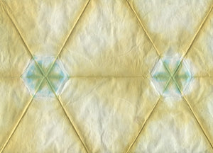 Hex Grid Circle Dyed: Green Phirozi on Natural Daphne