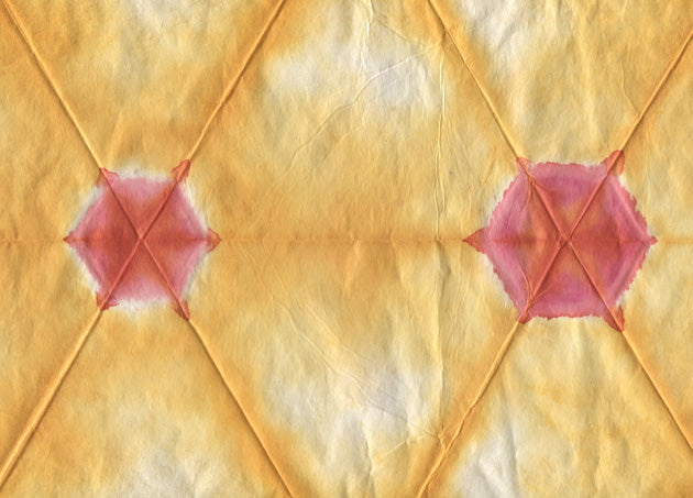 Hex Grid Circle Dyed Yellow & Pink Handmade Paper Gift Wrap Online