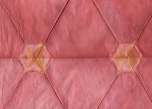 Hex Grid Circle Dyed: Red Orange on Natural Daphne Paper