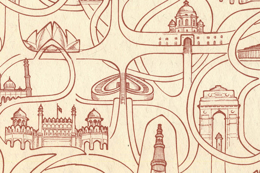 Delhi Ring Roads Brick on Jute Handmade Paper | Rickshaw Recycle