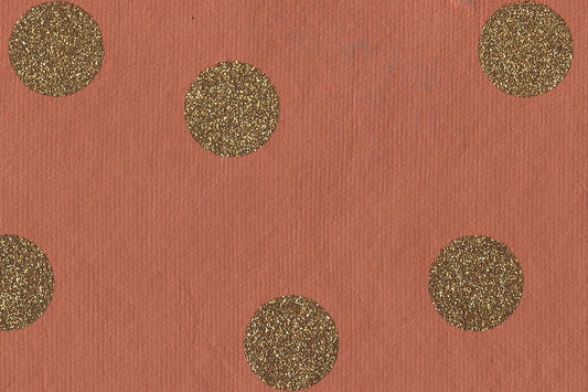 Glitter Dots Gold On Spice Orange Handmade Paper Gift Wrap Online