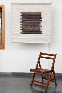 White Gessoed Canvas with Achada Strips Insert Wall Hanging