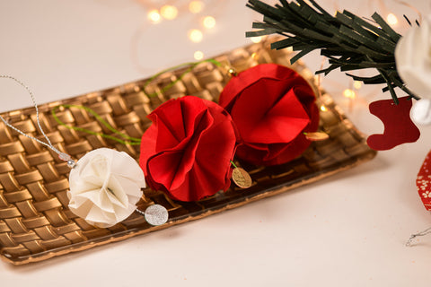 White Paper Flower Hanging, Set of 3