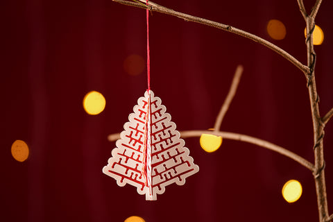 Cutwork Tree 3D Handmade Paper Christmas Decoration Ornament Set Of 2 Online