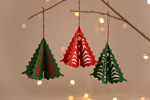 Native Cutwork Tree Handmade Paper Christmas Decoration Ornament Set Of 3 Online