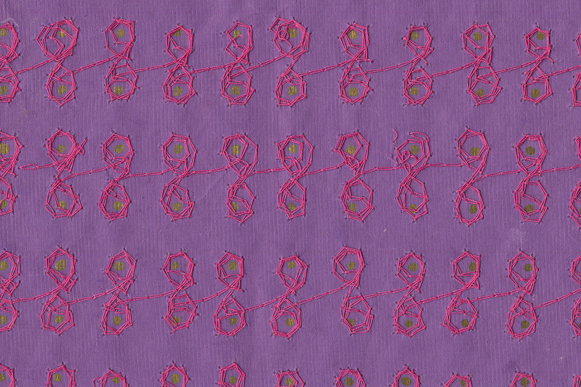 Kollam Embroidery: Pink on Purple Handmade | Rickshaw Recycle